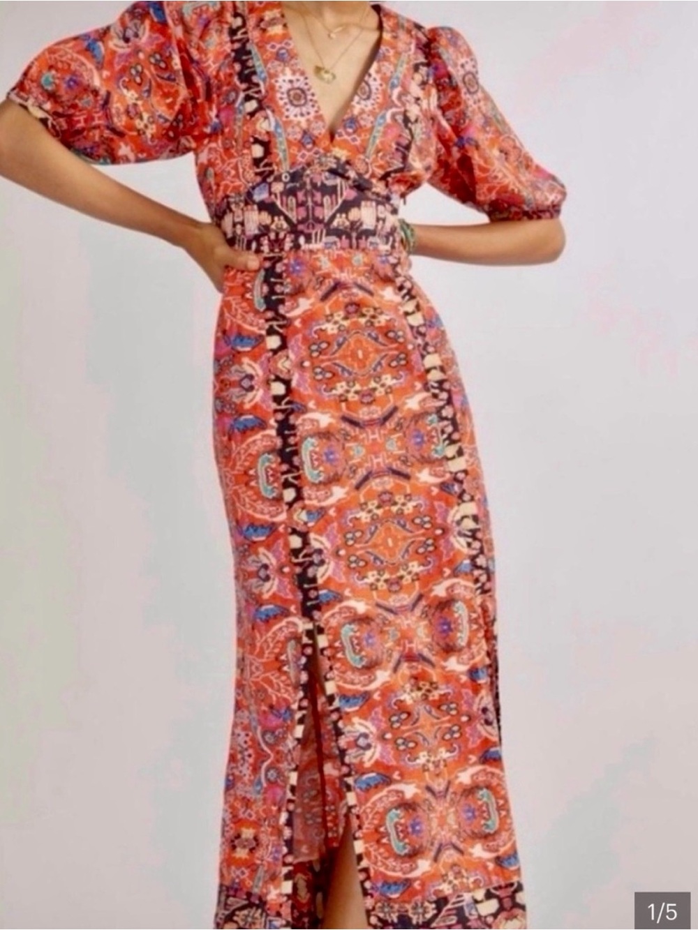 Anthropologie orange Paisley Midi Dress